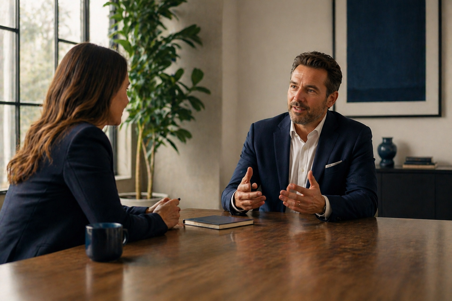 Coaching-Gespräch am Tisch