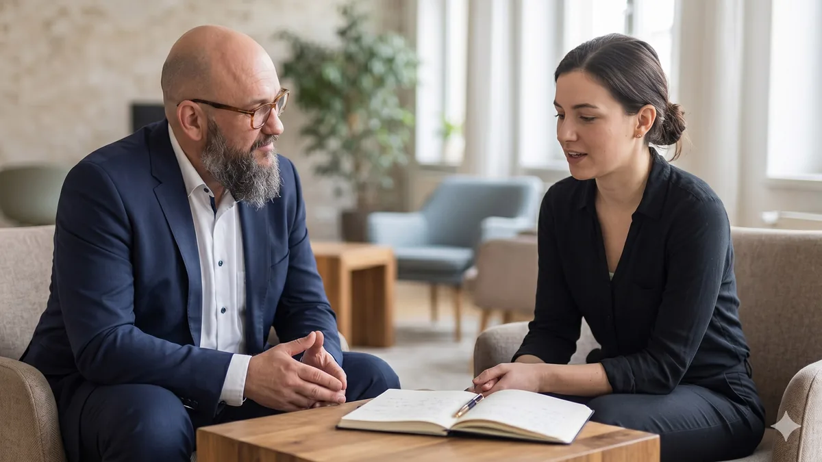 Coaching-Gespräch am Tisch